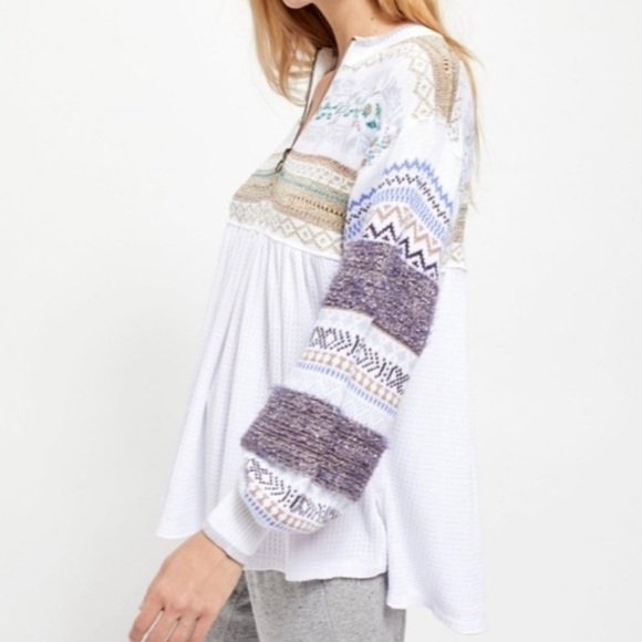 Free People Cabin Fever Swit Sweater Thermal Top in XS White - Picture 3 of 16